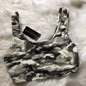 Fashion Nova Grey Camo Sports Bra